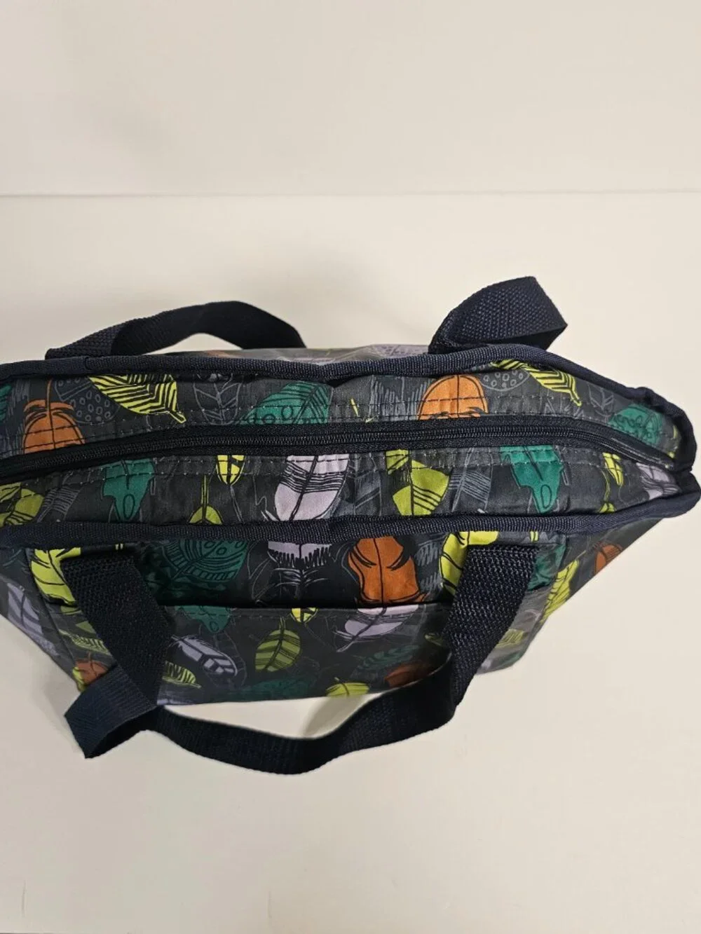 Thirty One Lunch Bag Insulated Blue Feather Print Boho Office School